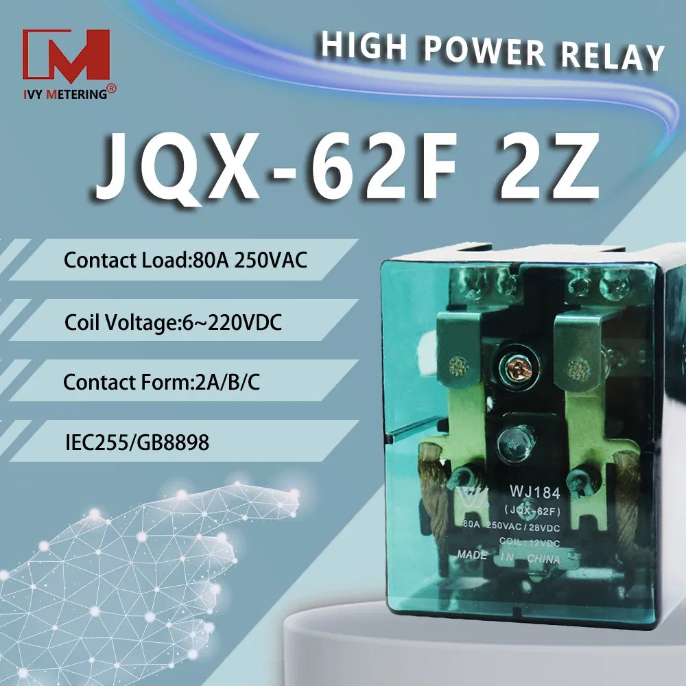 100A 90A 80A 범용 릴레이 전기 산업 전력 전자기 릴레이 Jqx Jqx62f 2z 2c Dpdt Dpst with CE UL RoHS